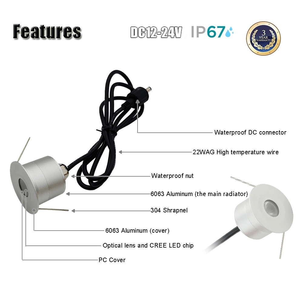 3W IP65 Mini Led step spotlight