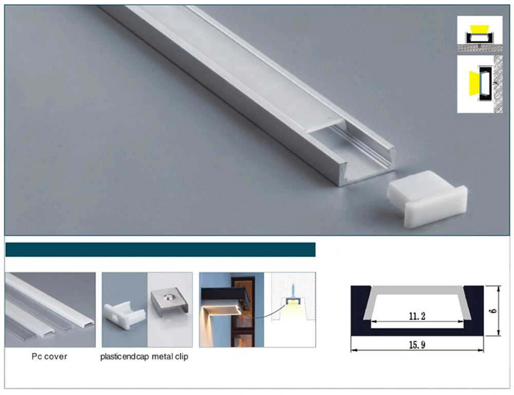 15.9x6x11.2mm Led Aluminum Profile