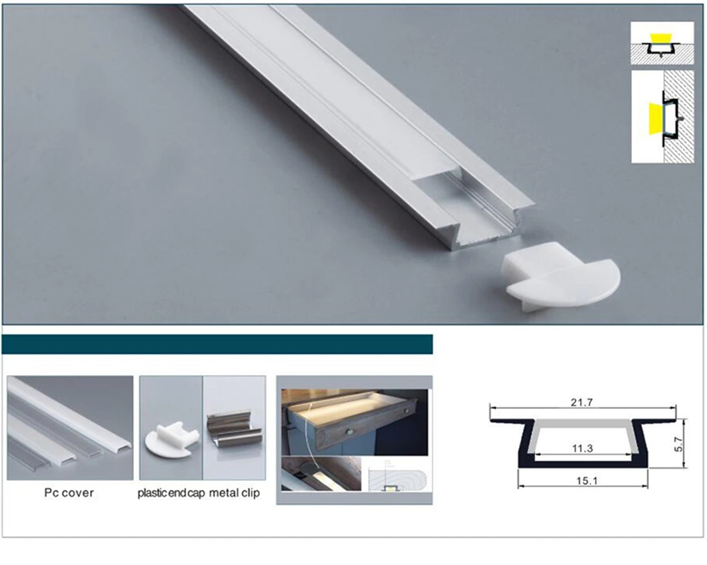 15.1x5.7x11.3mm Led Aluminum Profile