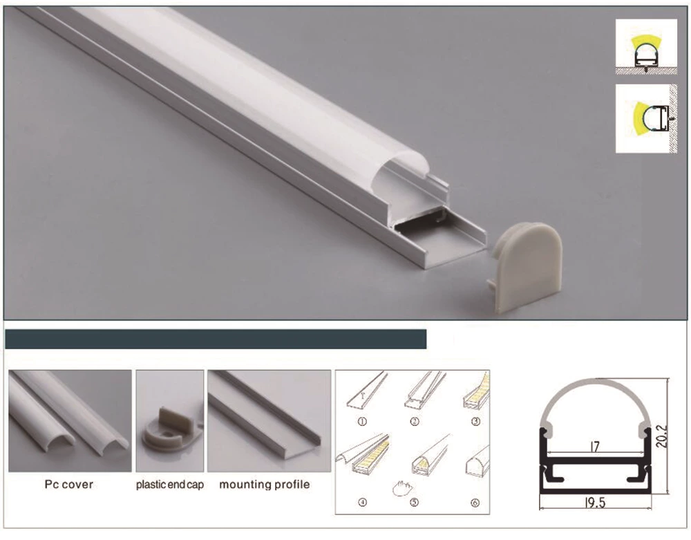 19.5x20.2x17mm Led Aluminum Profile