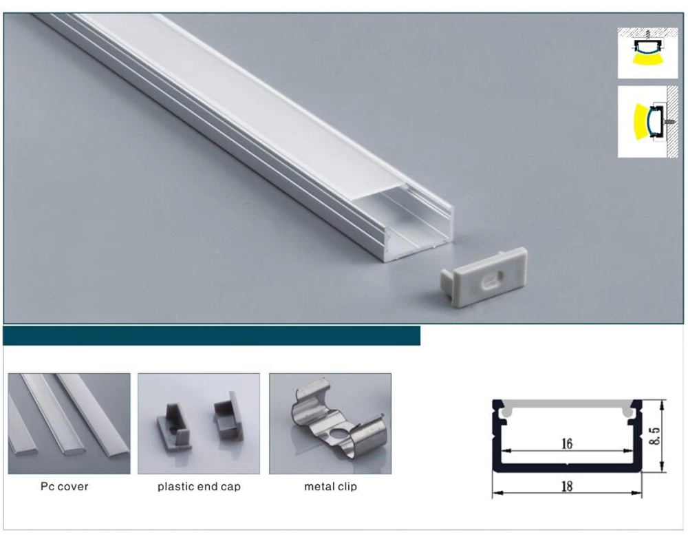 18x8.5x16mm Led Aluminum Profile