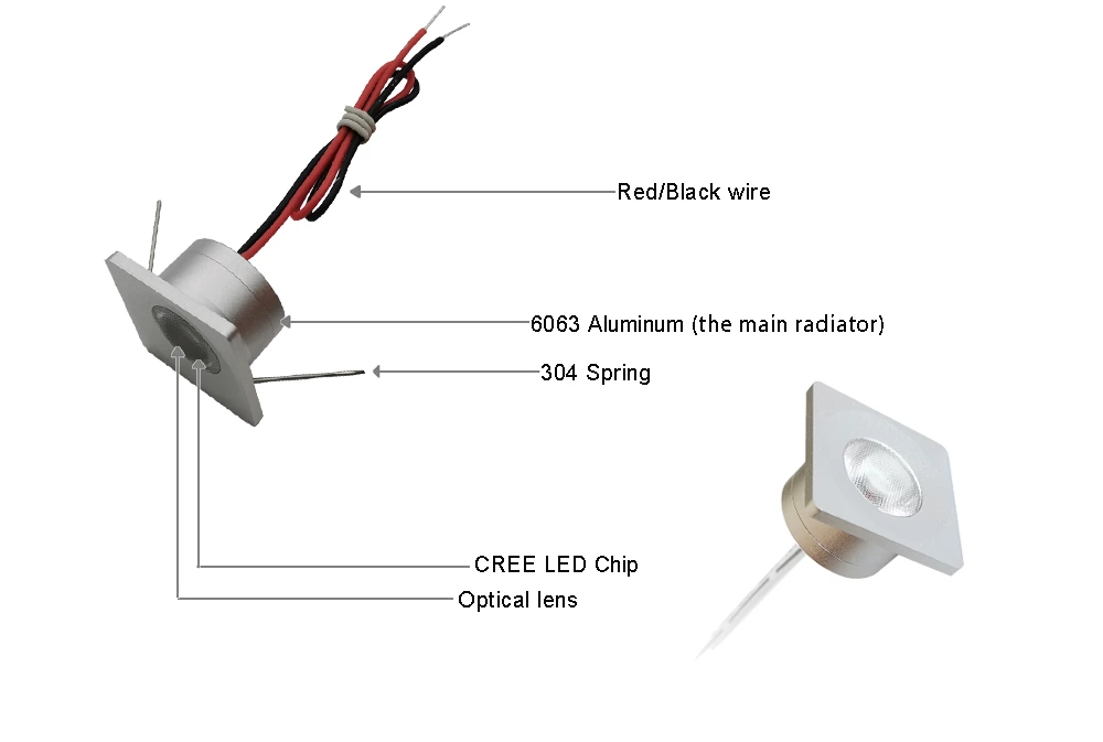 Square DC12V 1W Mini Led Spotlight