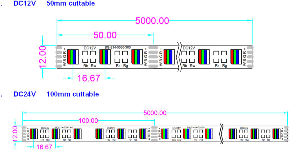 DC12V SMD5050 RGBW(4 in 1) Led Strip