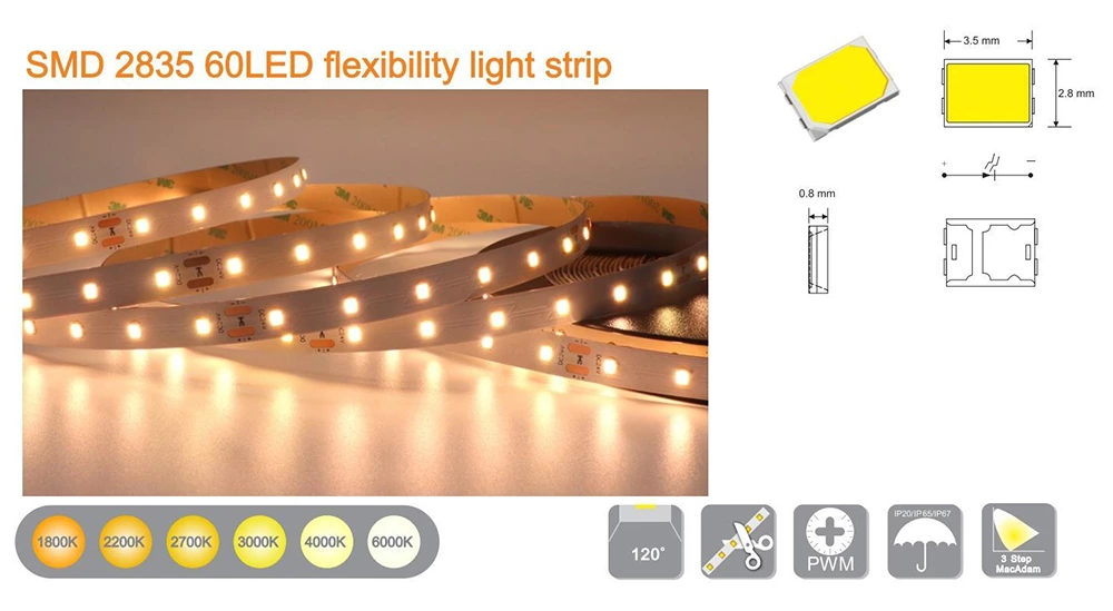 DC12V SMD2835 60LEDS/M Led Strip