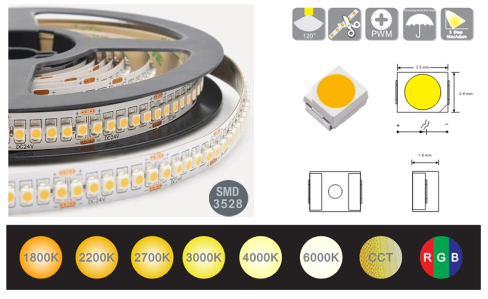 DC12V SMD3528 240LEDS/M Led Strip