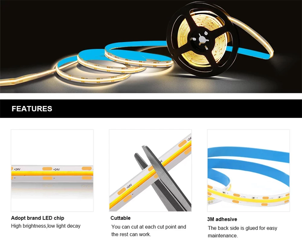 504LEDS/M DC12V FCOB Led Strip