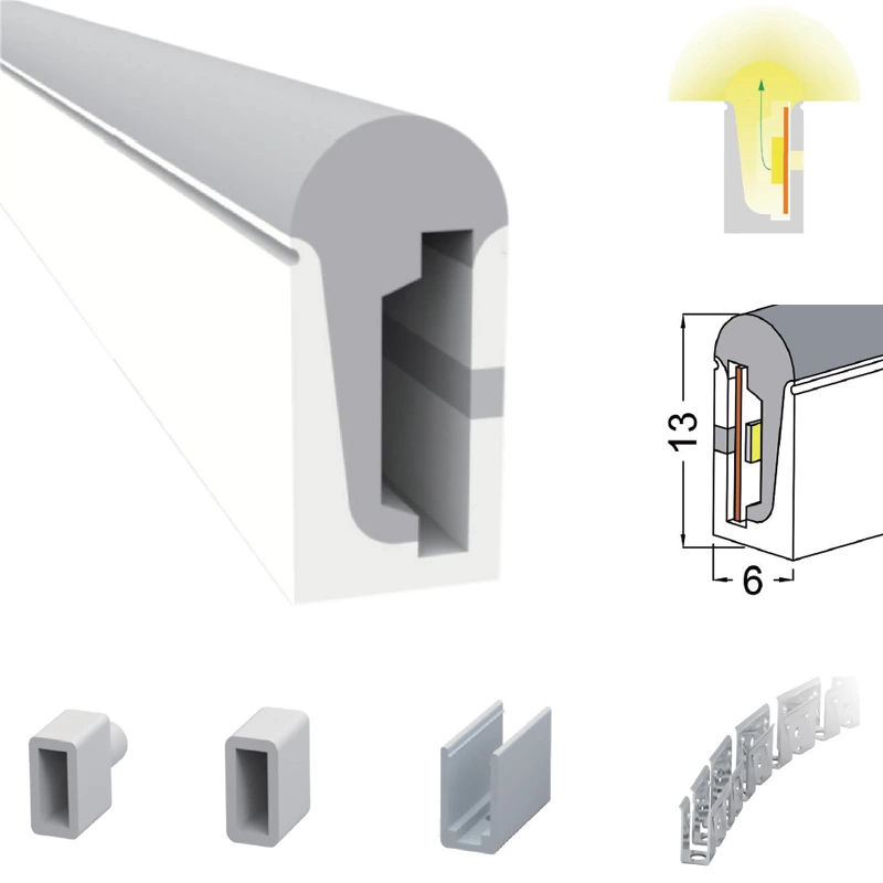 180° 6x13mm Side View Semicircle Mini Flex Silicone Neon Tube Led Light