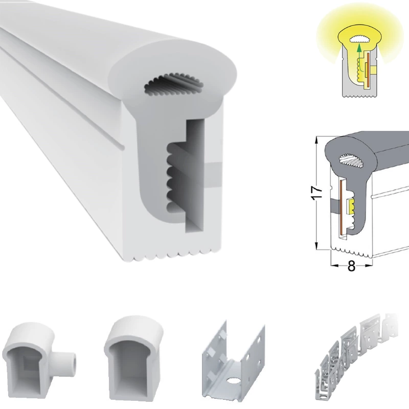 270° 8x17mm 5/12/24V Mushroom Type Mini Flex Silicone Neon Tube Led Light