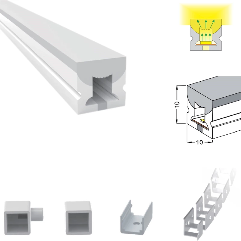 180° 10x10mm 3 sides view Led Neon Light