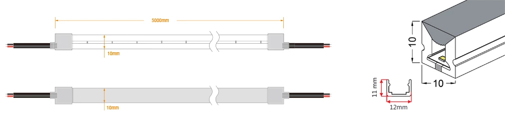 120° 10x10mm Top View Led Neon Light