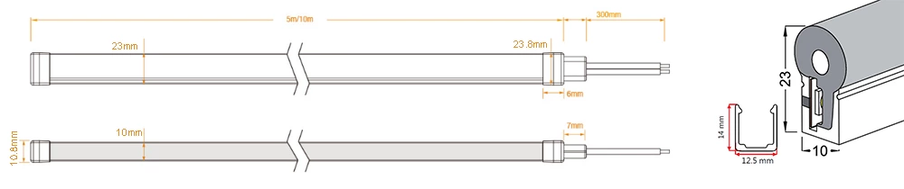 270° 10x23mm 2835 5050 Mushroom Type Mini Flex Silicone Neon Tube Led Light