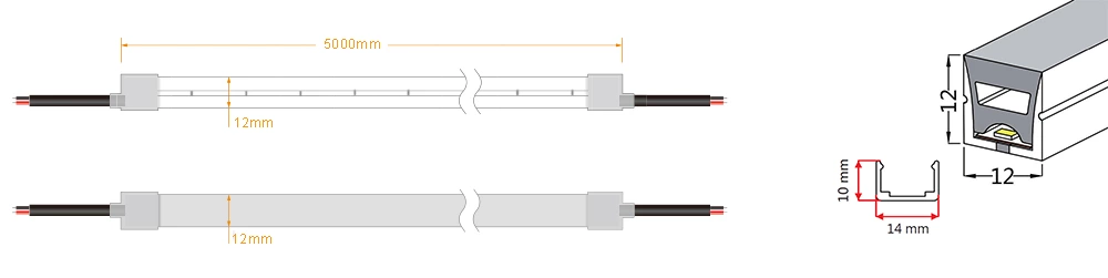 120° 12x12mm Top View Led Neon Light