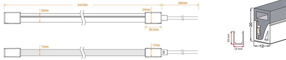 180° 12x20mm 12V 24V 2835 5050 Flex Silicone Neon Tube Led Light