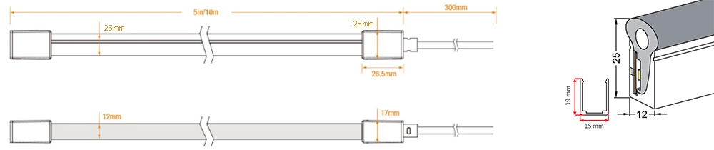 270° 12x25mm 12V 24V 2835 5050 Mushroom Type Flex Silicone Neon Tube Led Light