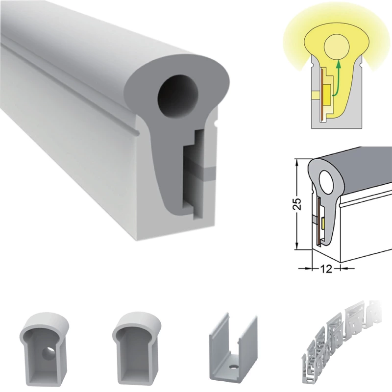 270° 12x25mm 12V 24V 2835 5050 Mushroom Type Flex Silicone Neon Tube Led Light