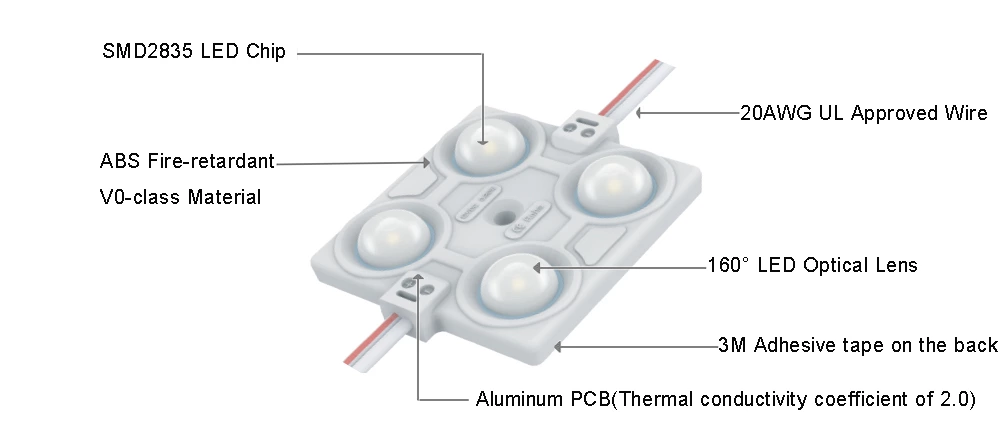160° SMD2835 IP65 DC12V 1.44W Mini Led Module