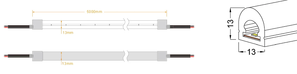 180° 13x13mm Top View Flex Led Neon Light