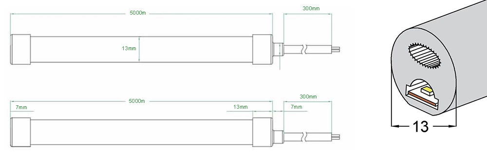 270° Φ13mm 12V 24V 2835 5050 Flex Silicone Neon Tube Led Light