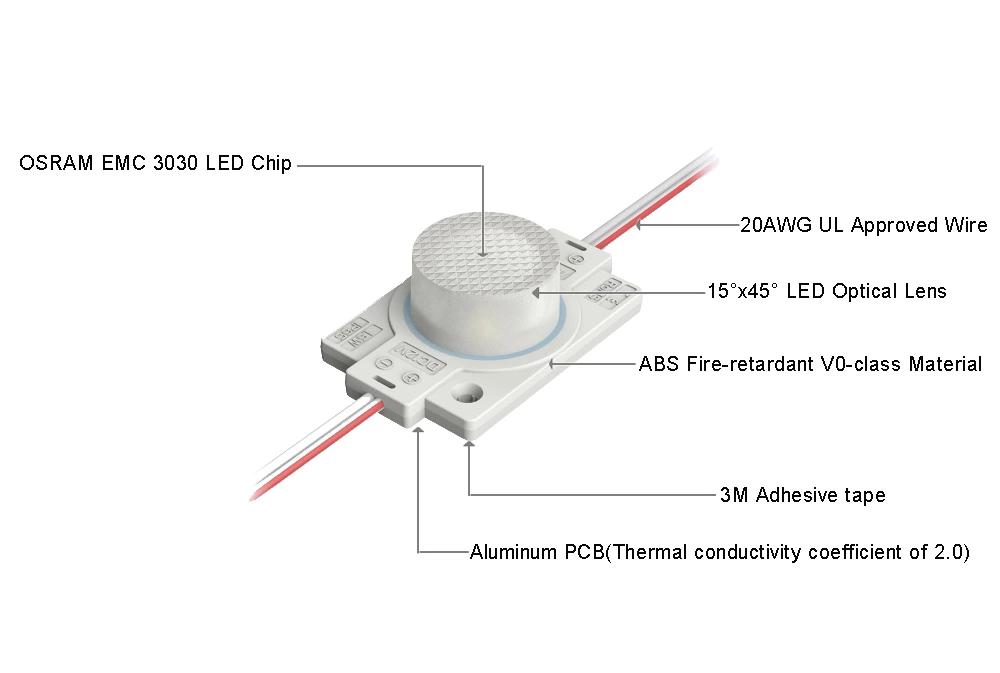 15°x45° DC12V 1.5W high power Led module