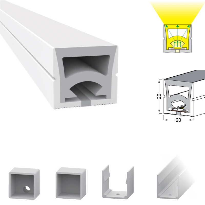 120° 20x20mm IP67 Flex Silicone Neon Tube Led Light