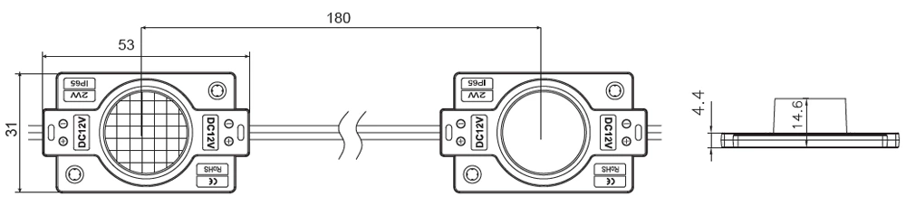 15°x45° DC12V 2W Side Light Led module