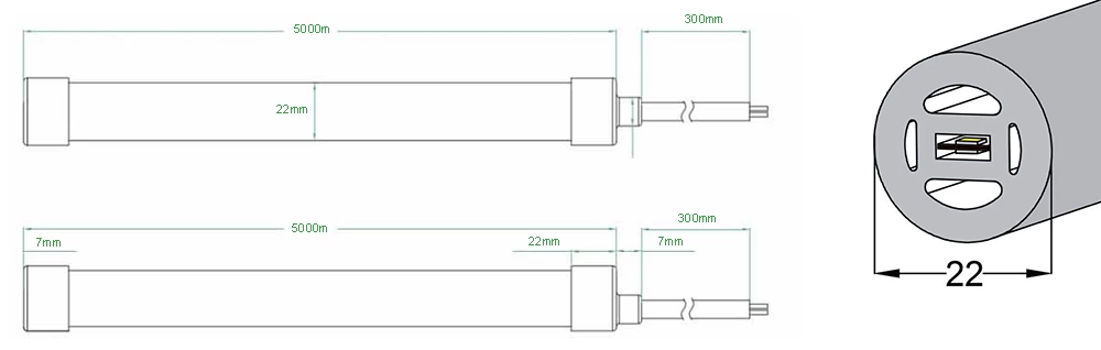 360° Φ22mm 12V 24V 2835 5050 double-sided Flex Silicone Neon Tube Led Light