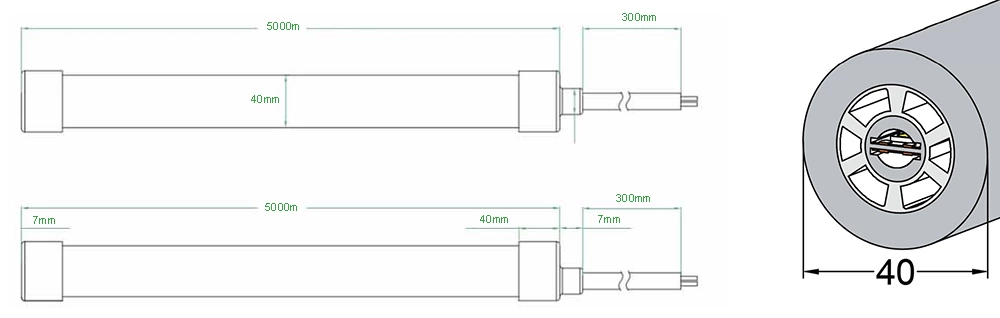 360° Φ40mm 12V 24V 2835 5050 double-sided Flex Silicone Neon Tube Led Light