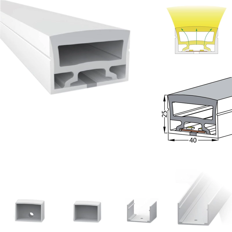 120° 40x25mm RGB Waterproof Flex Silicone Neon Tube Led Light