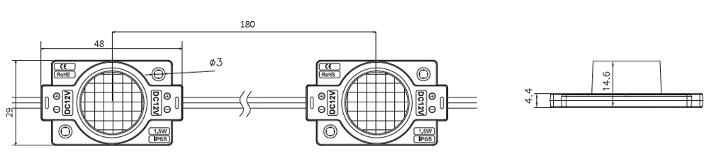 15°x45° DC12V 1.5W high power Led module