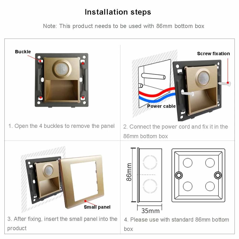 AC85-265V 1.5W PIR Motion Led Stair Light