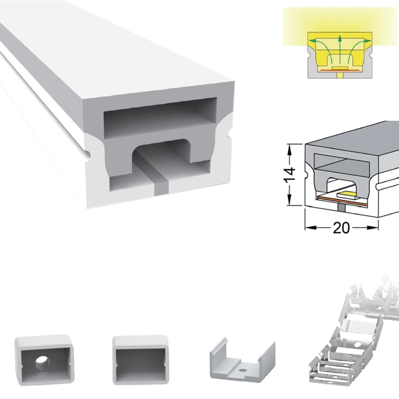 180° 20x14mm 3 sides positive lighting Flex Neon Tube Led Light