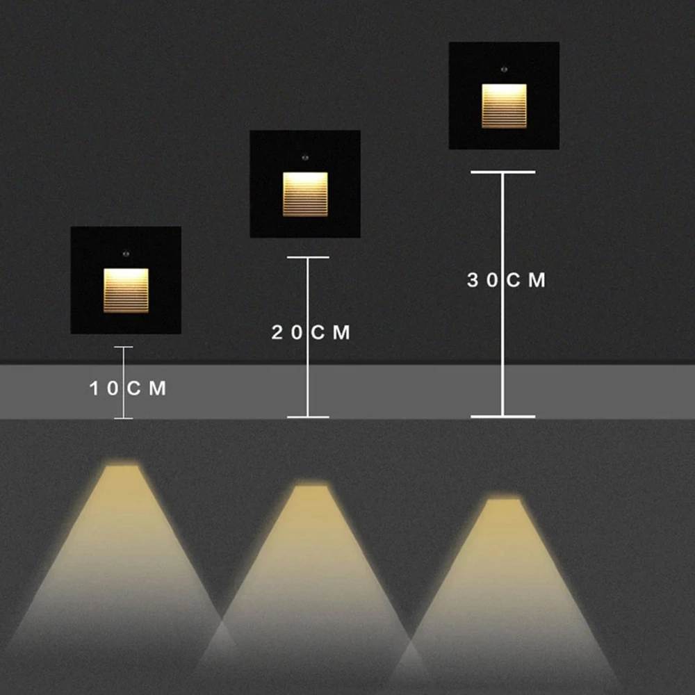 AC85-265V Square Human Body Induction 3W Led Stair Light