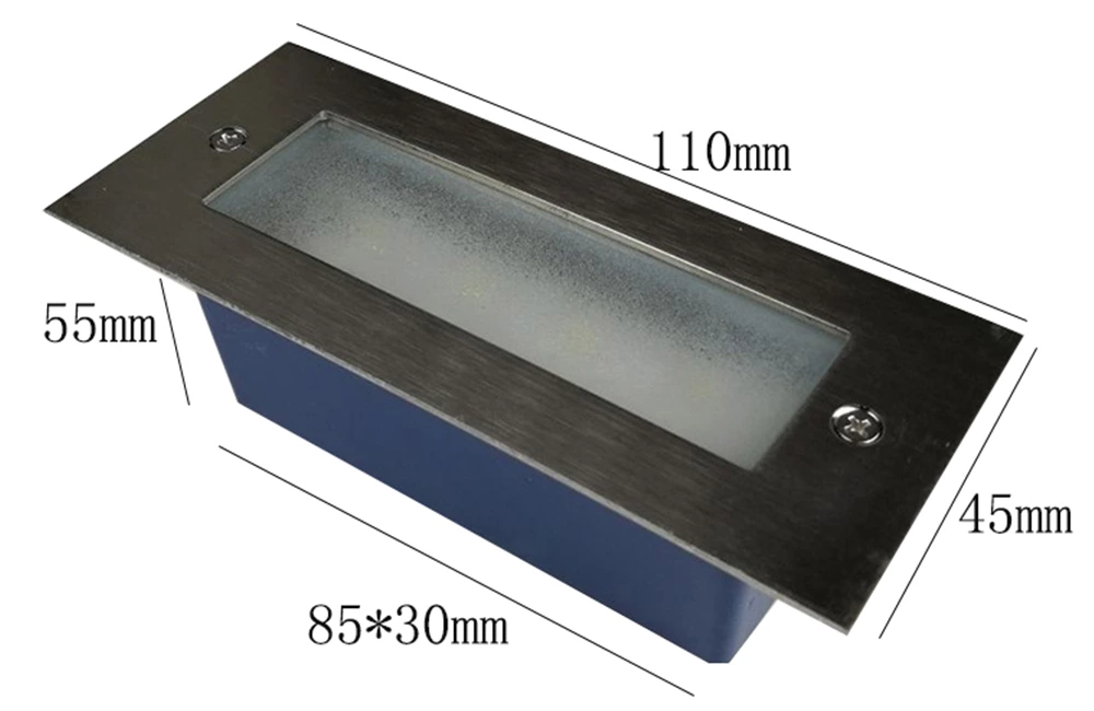 110x45x45mm Outdoor IP65 Rectangle Stainless steel 3W Led Stair Light