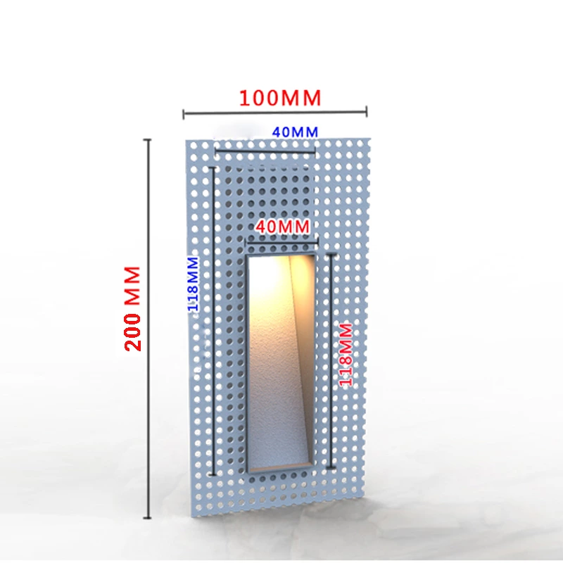 AC85-265V Rectangle PIR Motion 3W Rimless Led Stair Light