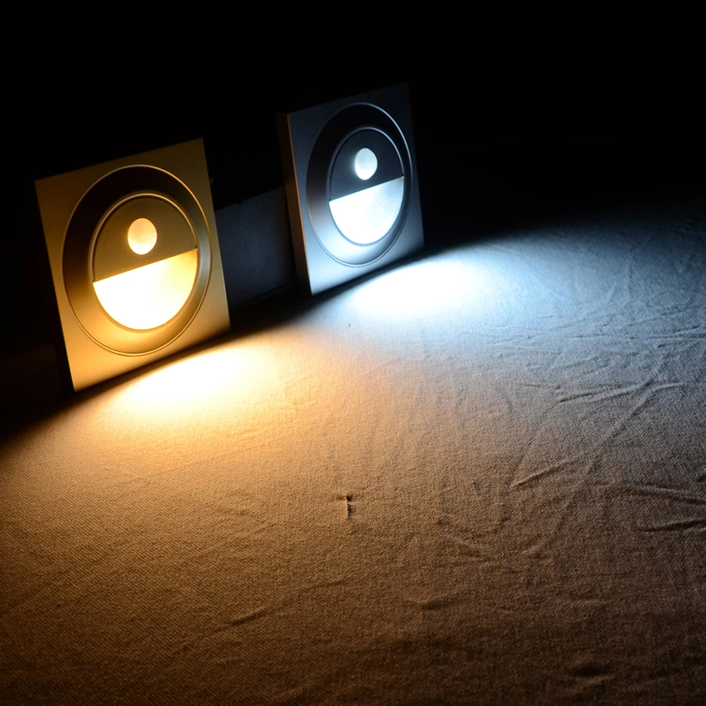 86x86mm 1W LED Recessed Wall Ladder Lamp PIR Sensor Step Stair Light