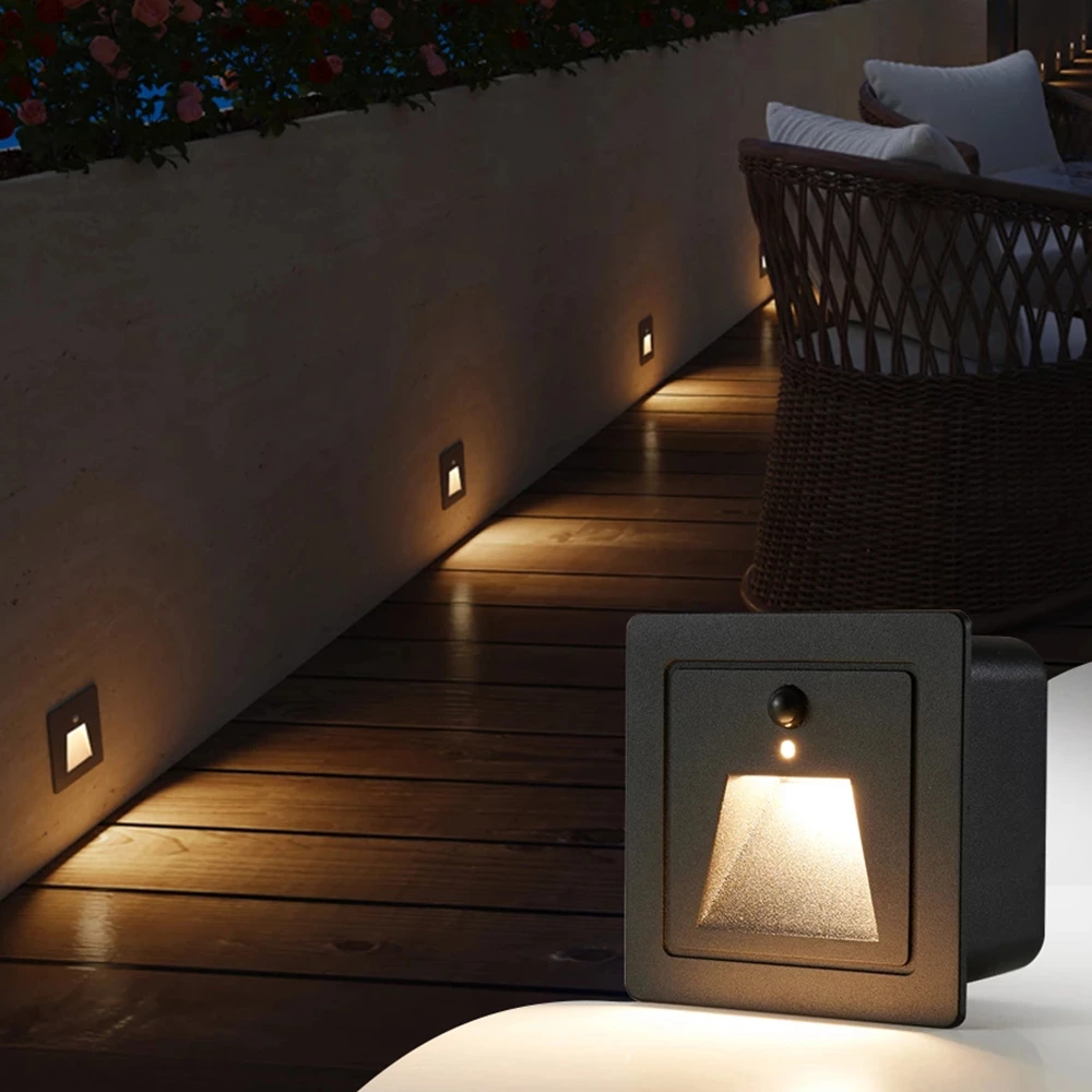 85x85x30mm Square PIR Seonsor Motion 3W Led Stair Light