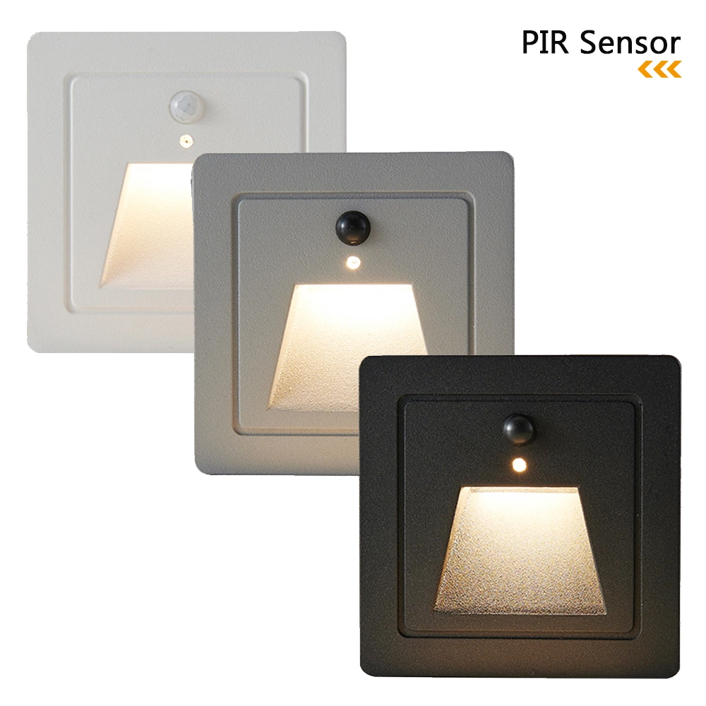 85x85x30mm Square PIR Seonsor Motion 3W Led Stair Light